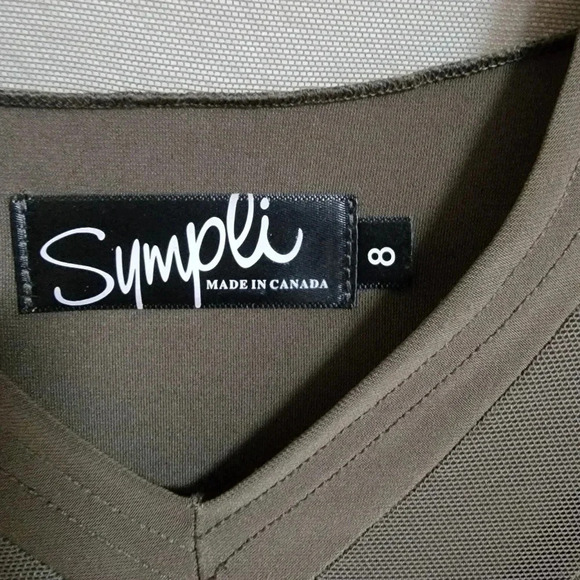 Sympli Olive V-Neck Tunic with Mesh Inserts - Picture 3 of 6